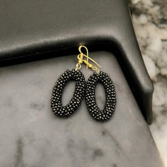 handcrafted black spinel beads earring