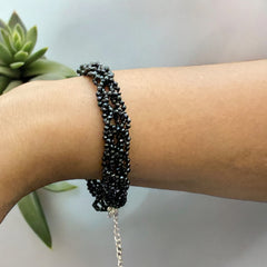 Handcrafted artisanal black spinal beads bracelet