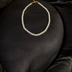 Handcrafted Artisanal Twisted White Topaz Beads Necklace