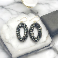 handcrafted black spinel beads earring