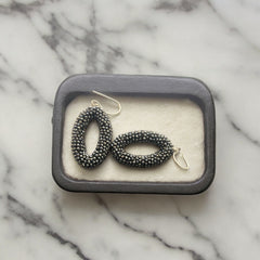 handcrafted black spinel beads earring