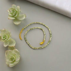 Handcrafted Artisanal Twisted Green Strawberry Quatrz Beads Necklace