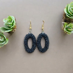 handcrafted black spinel beads earring