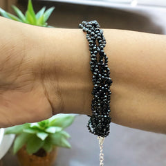 Handcrafted artisanal black spinal beads bracelet