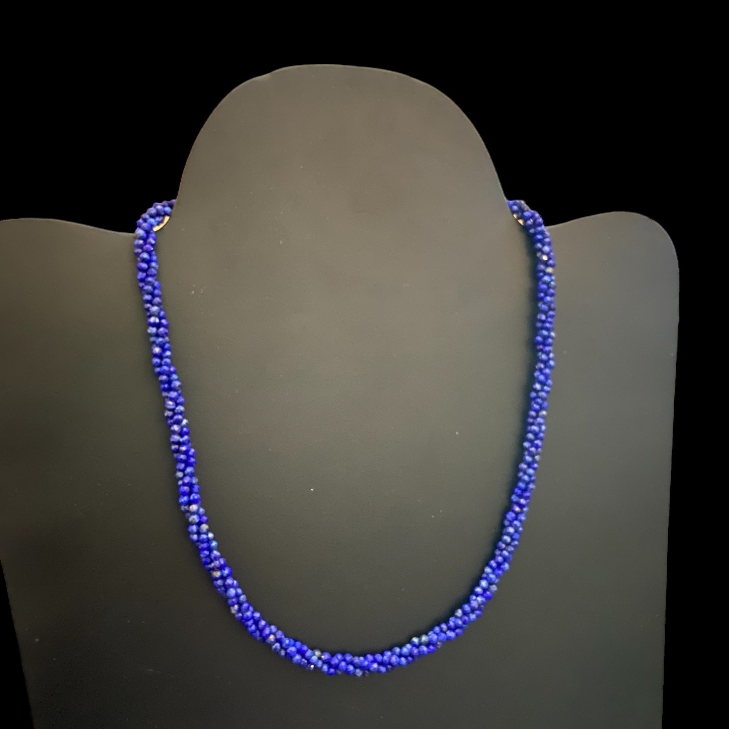 Handcrafted artisanal lapis lazuli beads twisted necklace